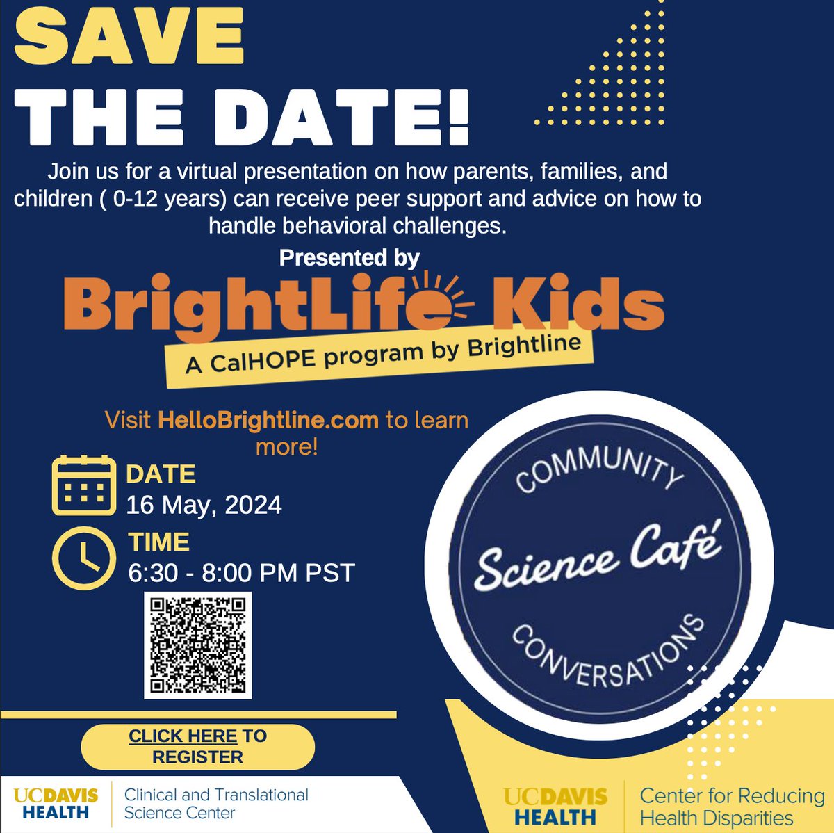 Join us for our Community Science Cafe Conversations event on TODAY at 6:30pm. This event is a collaboration with BrightLife Kids, a CalHOPE program.