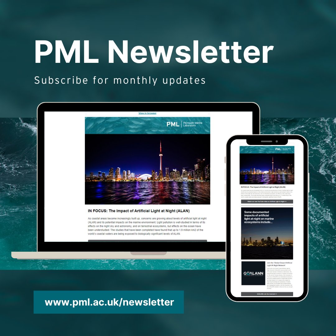 Our latest newsletter is out! This month has a big feature of the impacts of #ArtificialLight on #MarineEcosystems. Read online here: bit.ly/3yqsE7y You can sign up for monthly updates straight to your inbox here: pml.ac.uk/newsletter