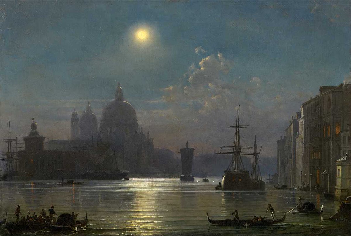 Grand Canal overlooking Santa Maria della Salute in the moonlight by Friedrich von Nerly 1855 Oil on Canvas