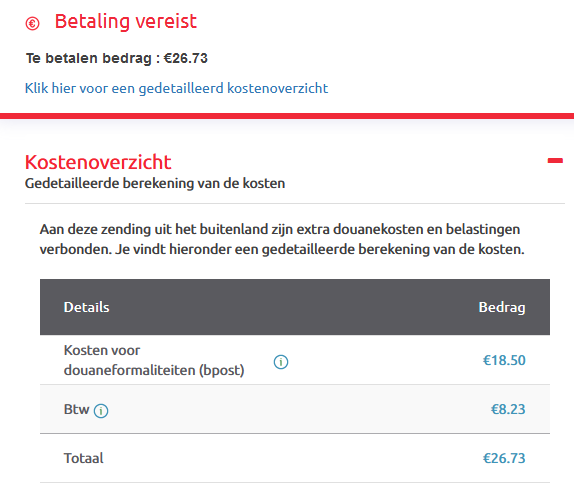 Een boek besteld in de UK voor €30 inclusief verzendkosten. Komt daar vanwege de Belgische douane nog eens €26,73 bij. Hoe schandalig is dat <a href="/bpost_nl/">bpost</a>