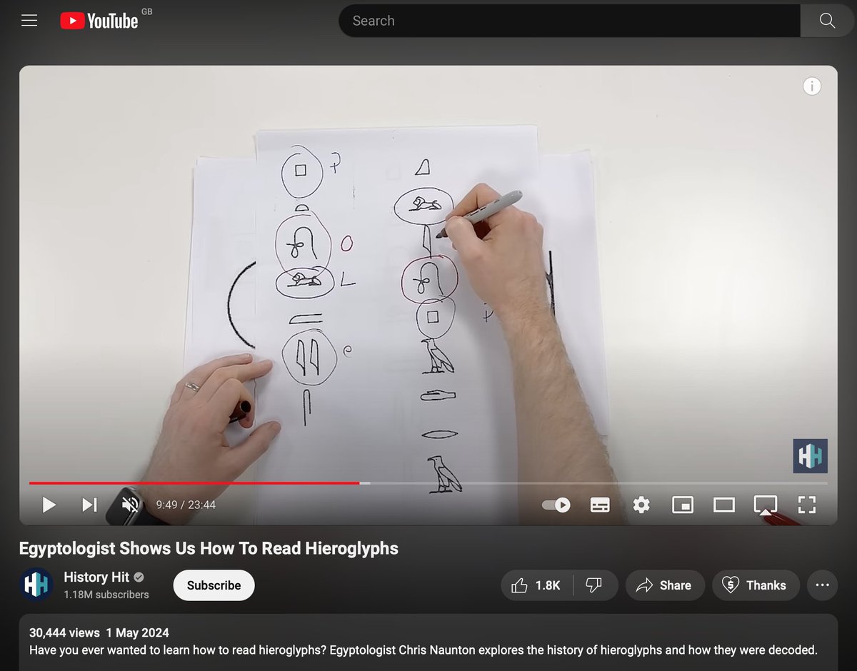 Egyptologist Shows Us How To Read Hieroglyphs…
Have you ever wanted to learn how to read hieroglyphs? Egyptologist Chris Naunton explores the history of hieroglyphs and how they were decoded: youtube.com/watch?v=WFPJJx… <a href="/HistoryHit/">History Hit💥</a>