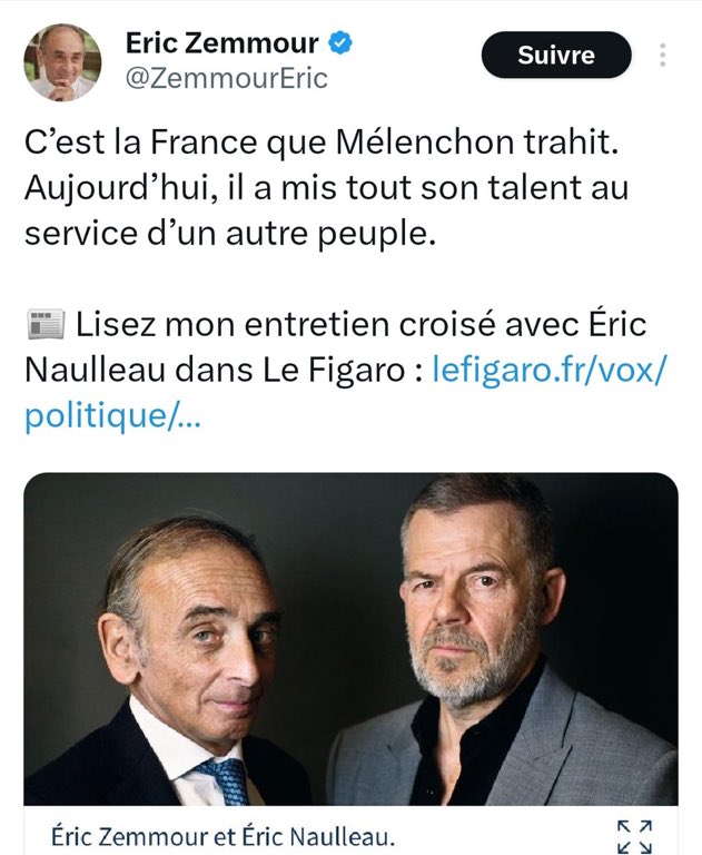 Des nouvelles du grand journaliste de gauche Éric Naulleau qui poursuit courageusement son infiltration dans les milieux d’extrême-droite.
Il est tellement bien infiltré qu’on ne voit plus la différence…