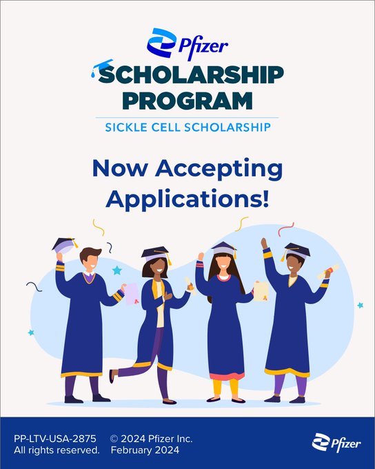 Pursuing an education while living with sickle cell disease just got easier!🎓

The Pfizer Sickle Cell Scholarship Program is now accepting applications until May 31, 2024. Don’t let finances hold you back from your dreams.

Learn more here.

tinyurl.com/2hme8axm