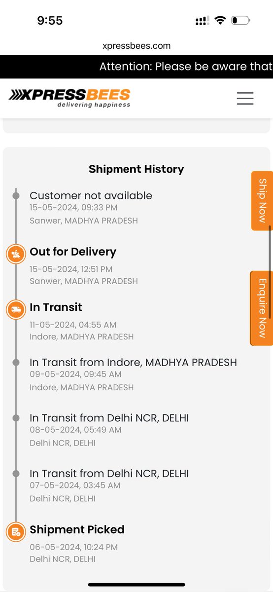 0meRavi's tweet photo. @XpressBees_IN Why your delivery person updating fake status ? “Customer not available”  kindly look into this 152918480250821 order from @boodmo_In (no calls received also no one came from delivery ) my whole family available at this address from last 6 years https://t.co/3ZQSTmTb5G