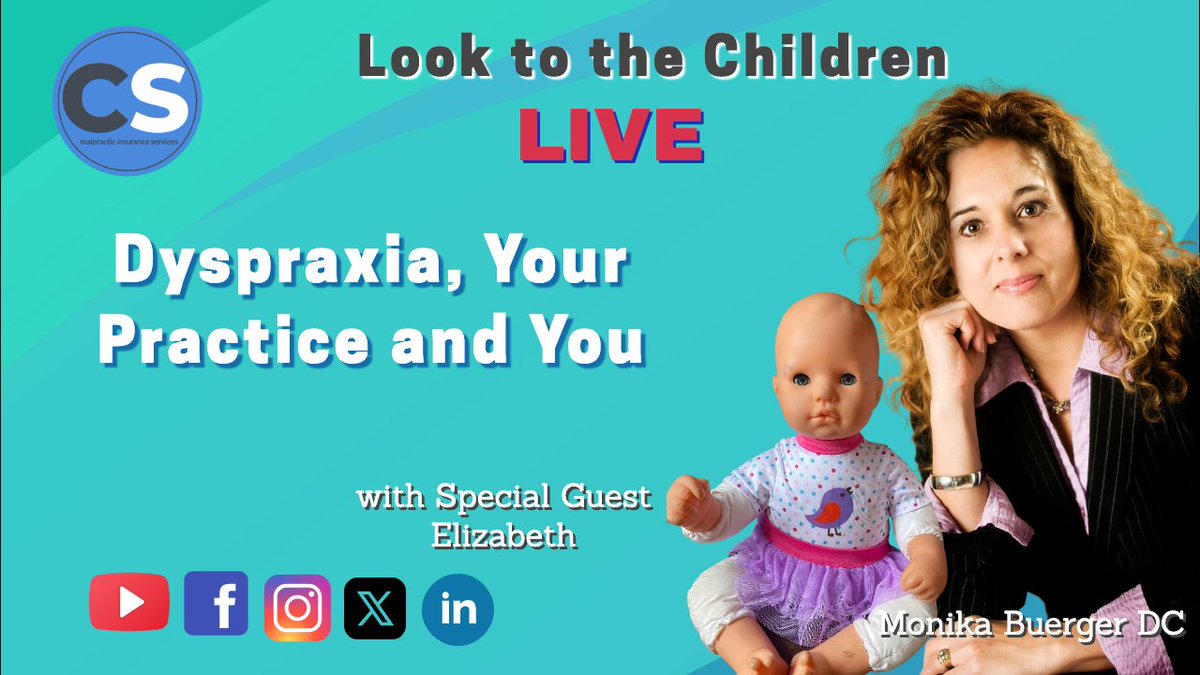 Join us today May 16th at 1:00 PM ET.
Dyspraxia, Your Practice and You 👍🕐🎤🎥🔉👶
Live on Twitter: x.com/chirosecure
Monika Buerger DC Presents:
Dyspraxia and things to help YOU and help parents at home!

#chiropracticpediatrics #malpracticeinsurance