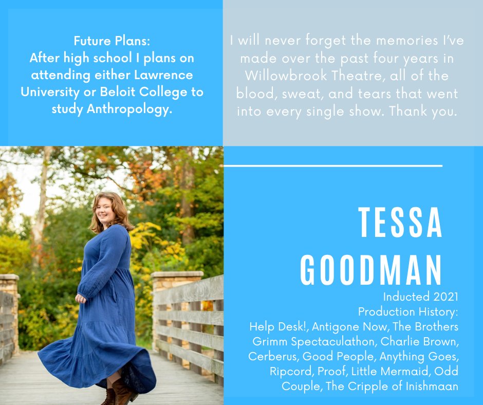 Today's senior thespian has done so much for Willowbrook Theatre, we had to create her her own award! Yay Tessa Goodman! #theatrekids
