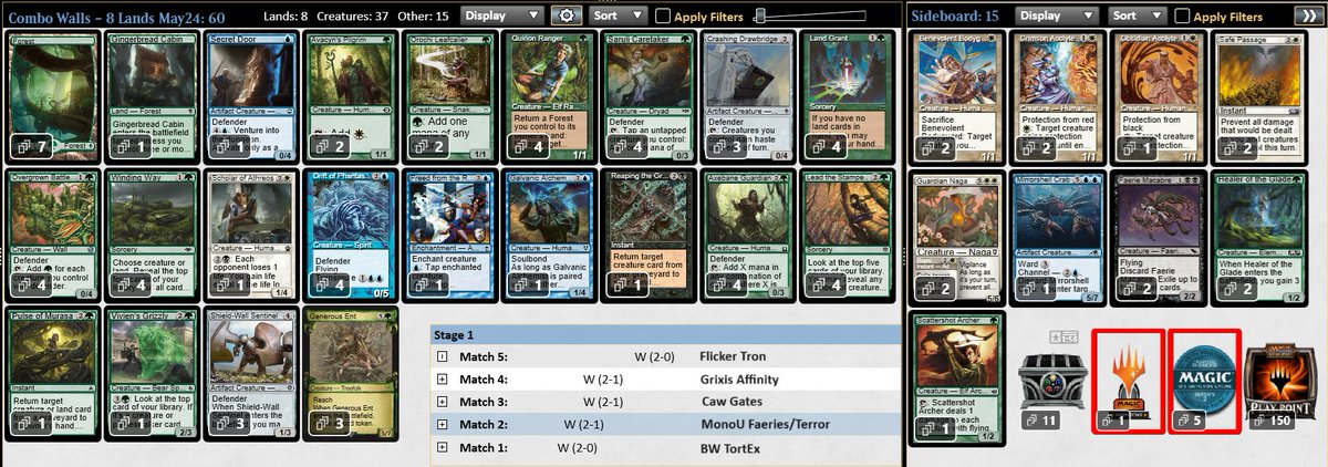 First 🏆in the new world, with a modified '8 land combo walls' list! #mtgpauper, #pauper, @fireshoes, @PauperDecklists , @MTGdecks , @jakeAls