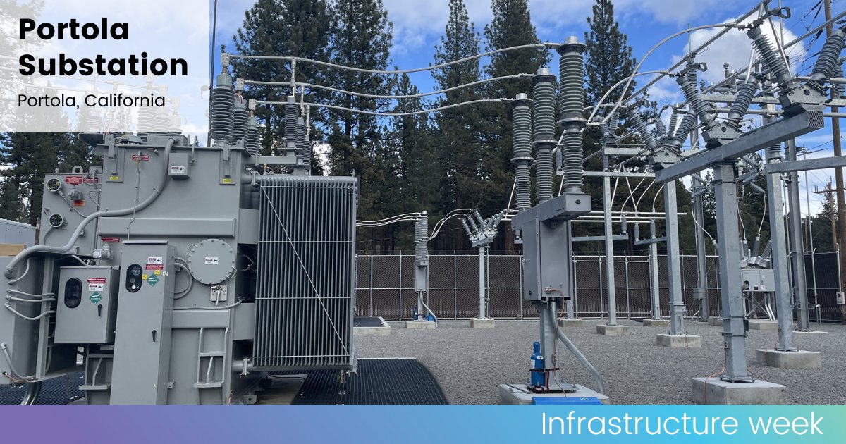 In 2023, Liberty began replacing the substation in Portola, as the previous one had reached the end of its useful life. This new substation went into service in March 2024 and will support customers’ electricity needs as well as future growth. #InfrastructureWeek2024