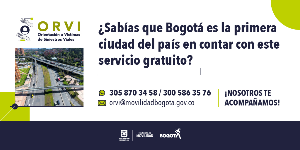 ¿Sufriste un incidente de tránsito y no sabes qué hacer? 🚦 📢Bogotá cuenta con un centro de orientación que apoya a quienes hayan sufrido daños o afectaciones como consecuencia directa de un siniestro vial. Más info aquí🔎 bit.ly/3bis6Fg ¡Nosotros te acompañamos!