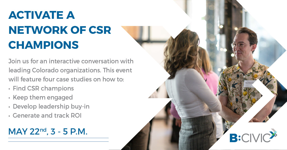 There’s still time to register for Activate a Network of #CSR Champions on May 22!

Save your seat today to hear from #socialimpact leaders at @CoBank, @DaVita, @lifeatmckinstry & @xcelenergy on growing your impact across departments.

Register: ow.ly/MAqz50Rv1M9