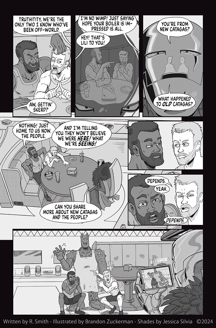 A new Banished Online 🪐 banishedonline.com/comic/3

Written by <a href="/RyanComics/">ryancomics.bsky.social</a> 
Art by <a href="/ManOrCatman/">Brandon Zuckerman</a>
Shading by <a href="/Buboniccc/">Bubonicc</a>

Try our Patreon for more comics, previews and rewards patreon.com/ryancomics