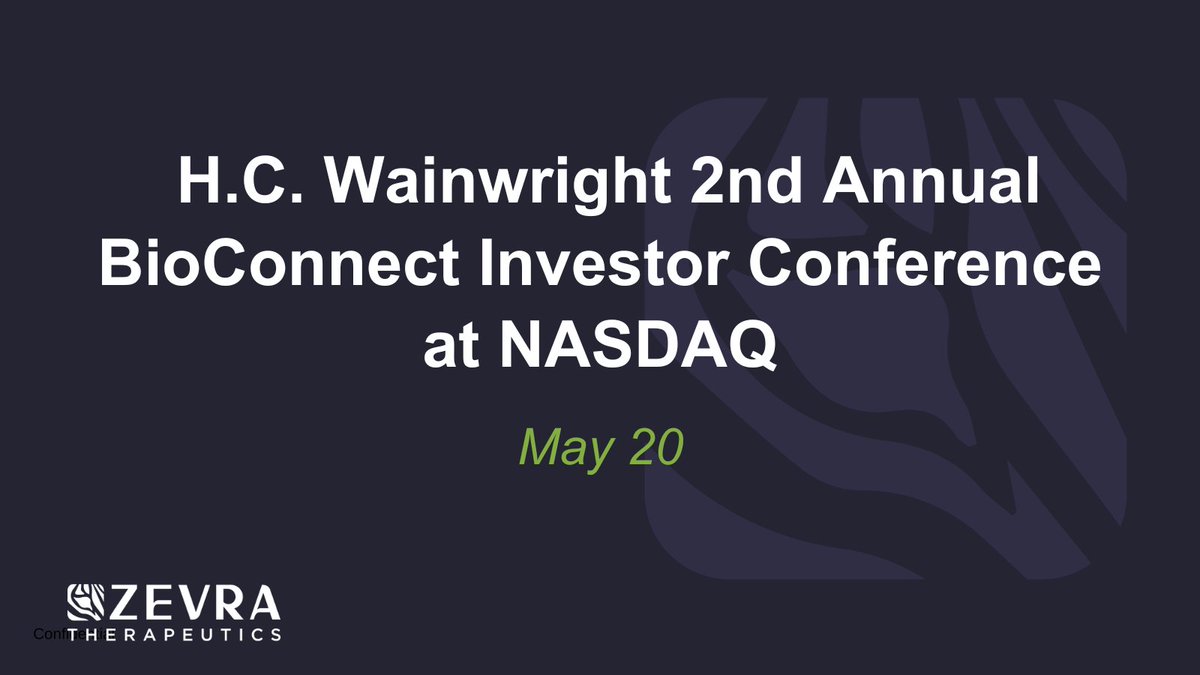 We look forward to presenting at the H.C. Wainwright 2nd Annual BioConnect Investor Conference at NASDAQ on May 20. $ZVRA @HCWCO

To register, follow the link: hcwevents.com/bioconnect/#to…