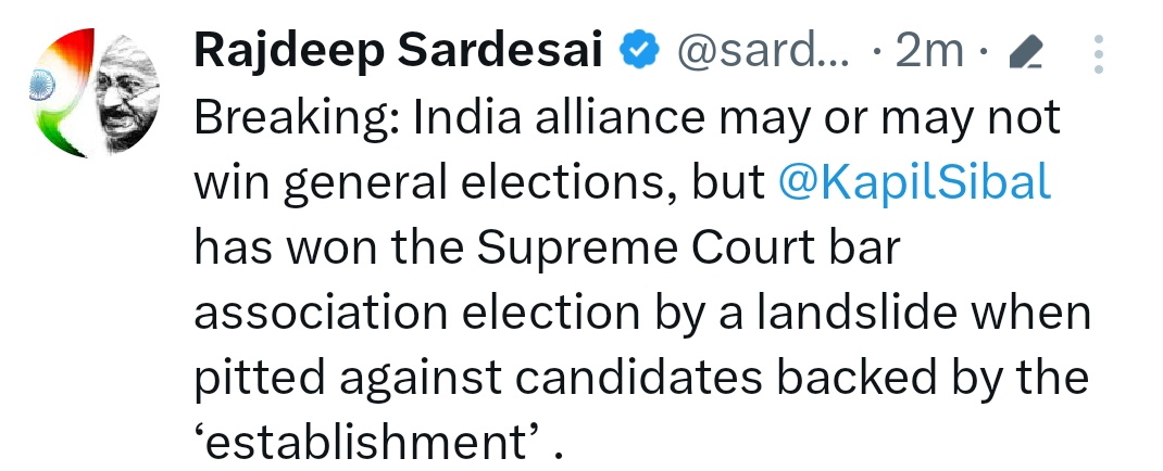 So Rajdeep also now has accepted that dot dot alliance isn't even in contention.
