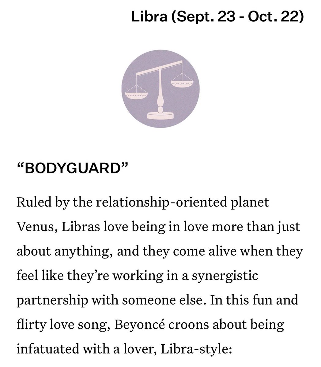 Every Zodiac Sign as a song from Beyoncé’s COWBOY CARTER (from @bustle) Aries - YA YA Taurus - Levii’s Jeans Gemini - Daughter Cancer - Protector Leo - Texas Hold ‘Em Virgo - American Requiem Libra - Bodyguard Scorpio - Jolene Sagittarius - Sweet Honey Buckin Capricorn - 16