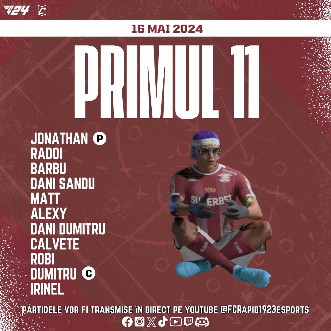 This is the lineup for today! 🎯

Watch us live on youtube.com/@FCRapid1923eS…… starting 21:00 EU Time.