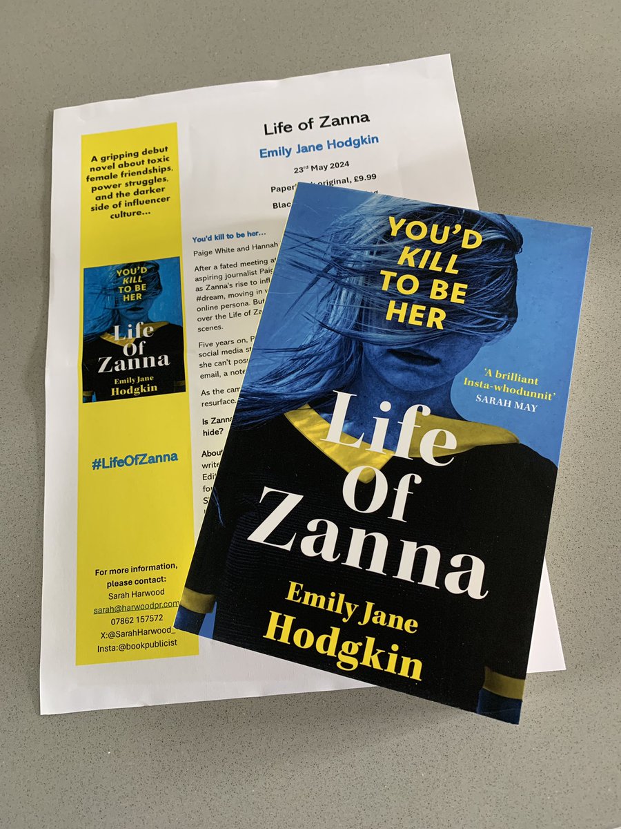 Thank you to @bwpublishing @SarahHarwood_ for my copy of this gripping sounding debut #LifeOfZanna from @emilyjhodgkin Publication date: 23 May