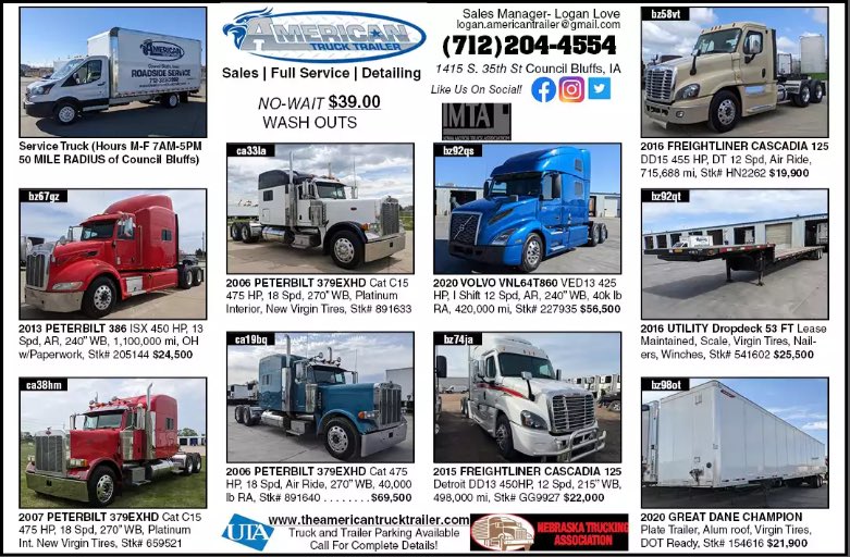 Trailer_Repair's tweet photo. Check out this weeks @truckpaper ad! If you see a Truck or Trailer you like, give us a call @ 712-204-4554
https://t.co/ufQm7wQCto 

#Trucking #Trucks #Peterbilt #Freightliner #Trailers #Volvo #Iowa https://t.co/qxHdoBv8tQ