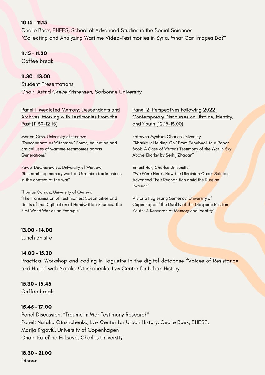 Ota Konrád (@otakonrad) on Twitter photo Our War and Society Research Alliance co-hosts the workshop Working with Wartime Testimonies. Join us to explore DH tools for working with testimonies from Holocaust survivors, the Syrian Civil War, and Russian aggression against Ukraine <a href="/imsfsvuk/">Institute of International Studies, FSV UK</a> <a href="/EHESS_fr/">EHESS</a> , <a href="/CefresCz/">CEFRES</a> <a href="/CUH_Lviv/">Center for Urban History</a> Our War and Society Research Alliance co-hosts the workshop Working with Wartime Testimonies. Join us to explore DH tools for working with testimonies from Holocaust survivors, the Syrian Civil War, and Russian aggression against Ukraine <a href="/imsfsvuk/">Institute of International Studies, FSV UK</a> <a href="/EHESS_fr/">EHESS</a> , <a href="/CefresCz/">CEFRES</a> <a href="/CUH_Lviv/">Center for Urban History</a>