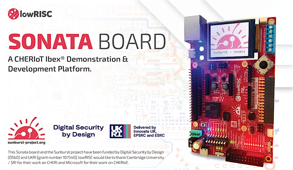 Do you want to meet the engineers working with #CHERIoT and the Sonata platform and try out the Sonata board for yourself❓ On May 29 at the Cambridge Sunburst Hackathon you can do just that! Register for the free event now🔗 sunburst-project.org/hackathon/