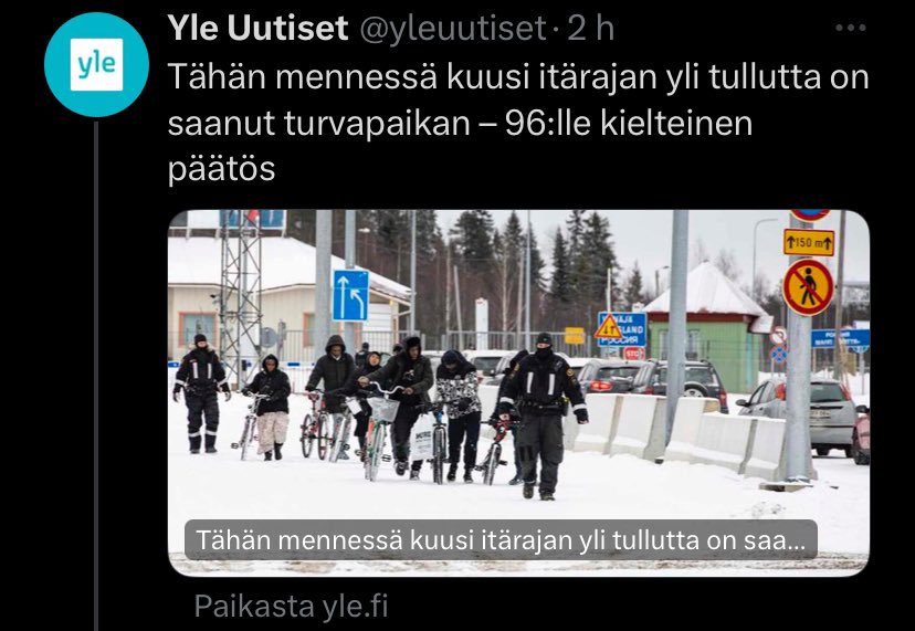 Miksi yhdenkään laittomasti Venäjältä Suomen rajalle lampsineen aiheettoman, aikuisen miehen ja asiattoman tyypin pitäisi päästä Suomeen turvapaikanhakijaksi?

Miltä hakee turvaa? 

Siltä ettei Venäjä ole yhtä tyhmä kuin Suomi, mikä ottaa jokaisen islamistimiehen maahan riehumaan
