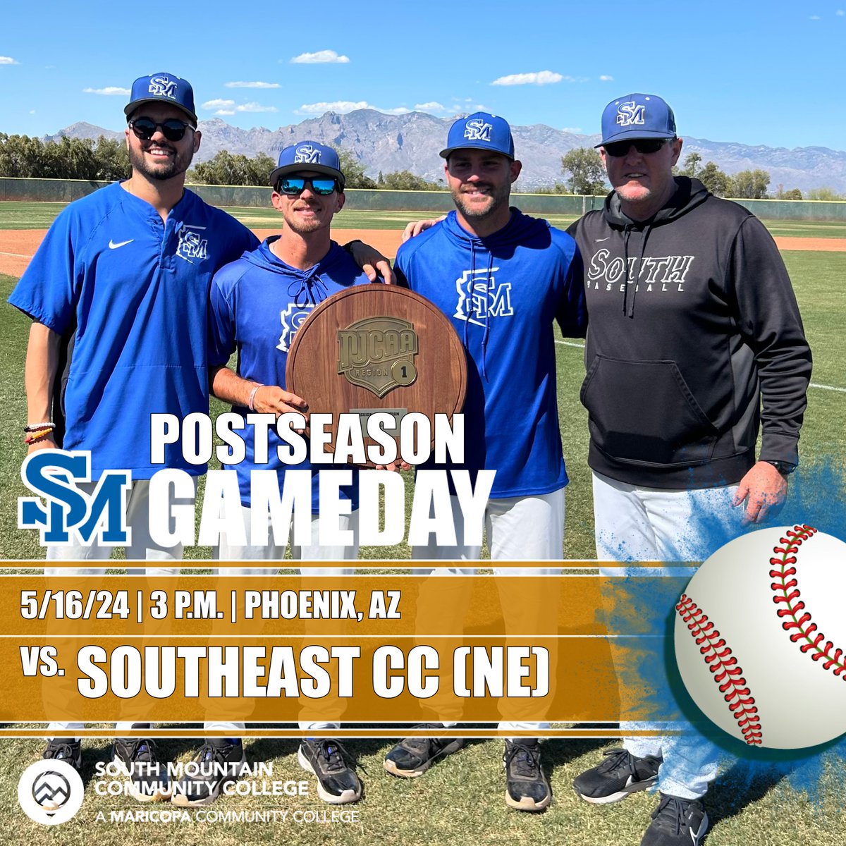 SMCC Athletics (@smcccougars) on Twitter photo POSTSEASON GAMEDAY! <a href="/SoMtnBaseball/">South Mountain Baseball</a> hosts Southeast CC (NE) in an <a href="/NJCAABaseball/">NJCAA Baseball</a> West District Championship game at 3 p.m.
Admission is $8 for adults, $5 for children/seniors, & $15 for an all-session pass.
Stream ALL games live for FREE here: tsbnsports.com/2024-west-distโฆ ๐พโพ๏ธ POSTSEASON GAMEDAY! <a href="/SoMtnBaseball/">South Mountain Baseball</a> hosts Southeast CC (NE) in an <a href="/NJCAABaseball/">NJCAA Baseball</a> West District Championship game at 3 p.m.
Admission is $8 for adults, $5 for children/seniors, & $15 for an all-session pass.
Stream ALL games live for FREE here: tsbnsports.com/2024-west-distโฆ ๐พโพ๏ธ