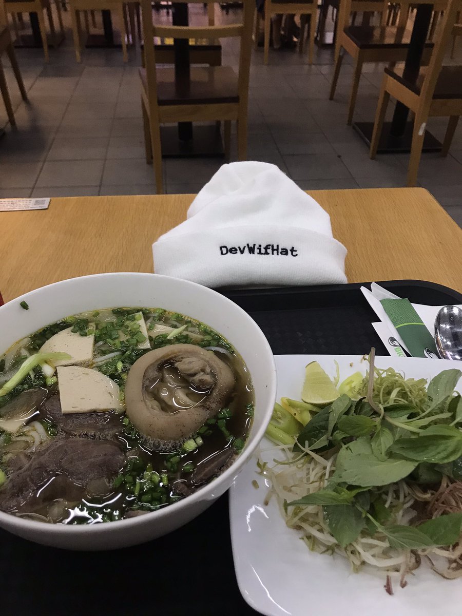 I'm at the airport and I think my “Bun Bo” tastes better looking at #thedevwifhat chard #onlyup #DWH