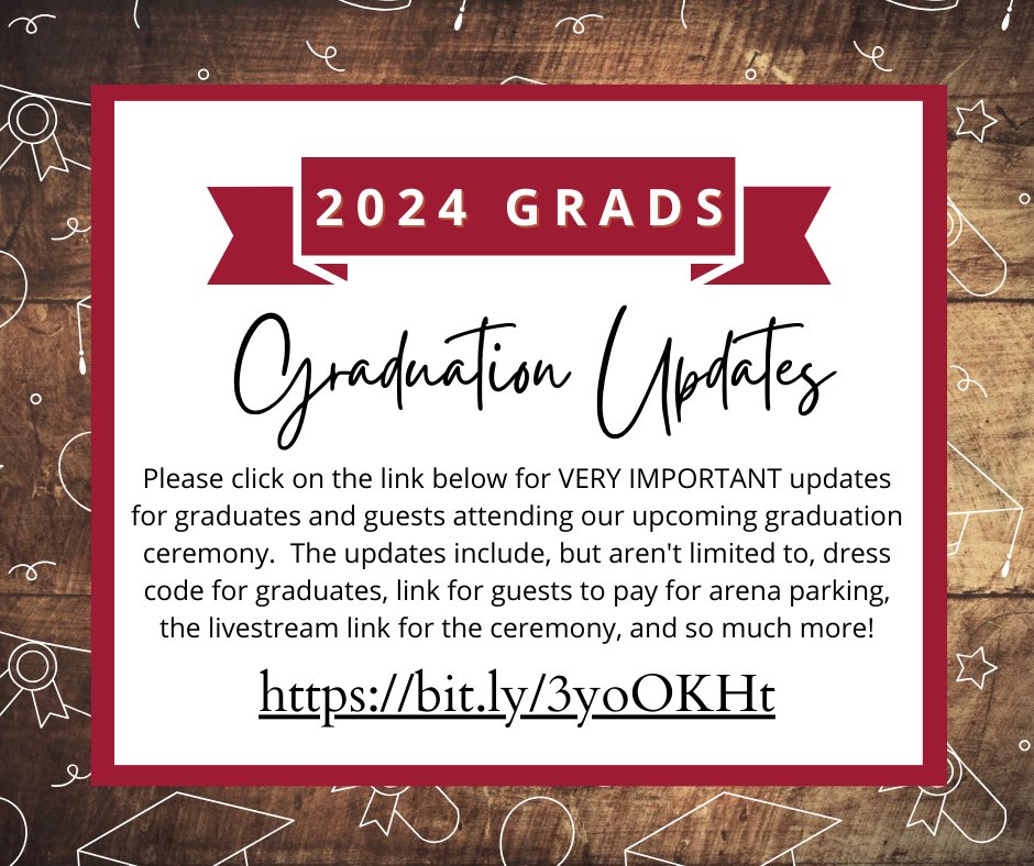 Please visit our graduation webpage for VERY IMPORTANT updates about our upcoming graduation ceremony at the Gas South Arena on Sunday, May 19 th at 7:30pm.
bit.ly/3yoOKHt