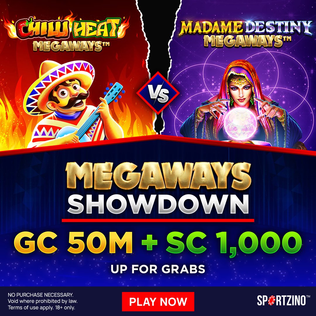🔥Get ready to turn up the heat in our Megaways showdown!

Experience the clash between 🌶️ Chilli Heat Megaways and 🔮 Madame Destiny Megaways! Dive into the mystery with 10 thrilling spins using SC in your favorite game!

10 lucky winners walk away with GC 5M + SC 100 each!