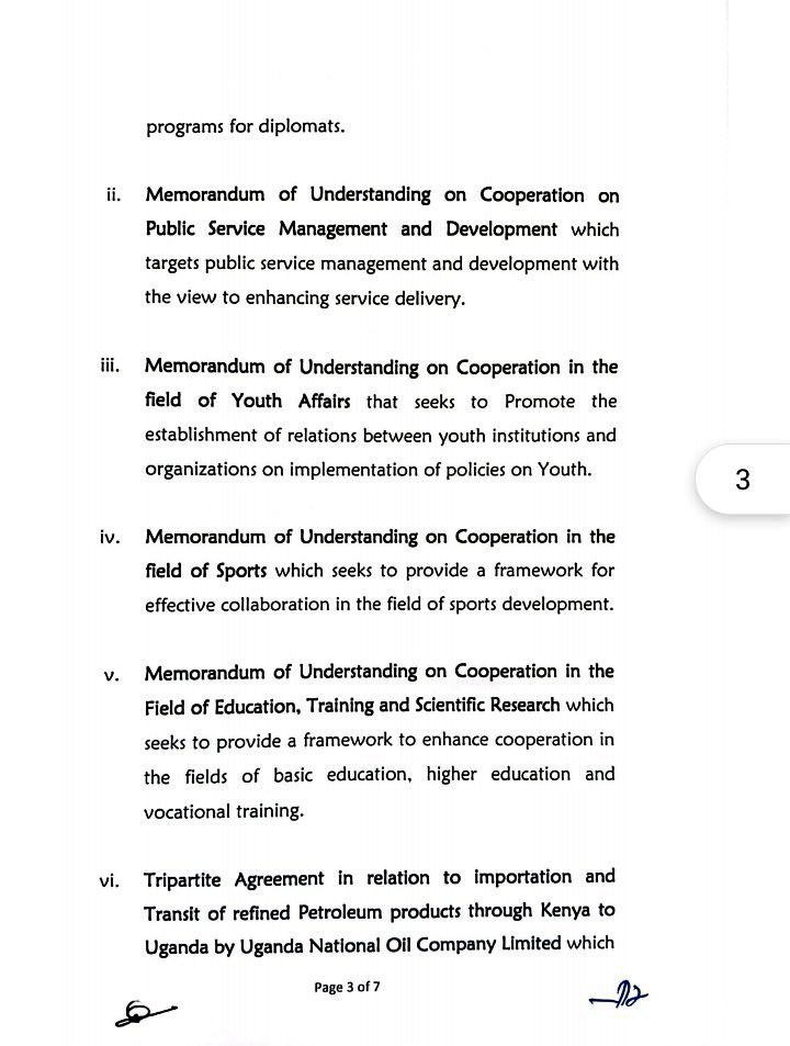 Exceedingly grateful to H.E @KagutaMuseveni & H.E @WilliamsRuto for acceding to a collaborative framework on Youth Affairs that will see our youth institutions deeper engagements & Share experiences.With this memorandum,Kenya is on path to appoint Youth Advisor in the Presidency.