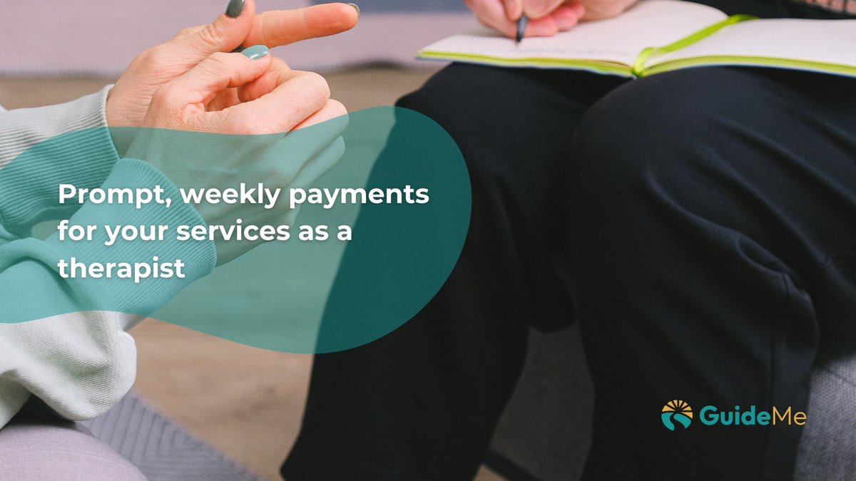 As a therapist for GuideMe, you will receive prompt, weekly payments for the services you provide, ensuring financial stability!