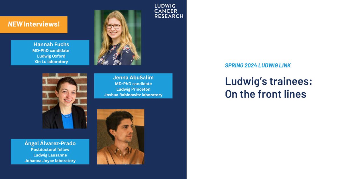 In the Spring 2024 issue of the Ludwig Link three early-career researchers—two in grad school, one all set to start his own lab—put down their pipettes to chat with us about themselves, their research and various other matters. bit.ly/ll24s