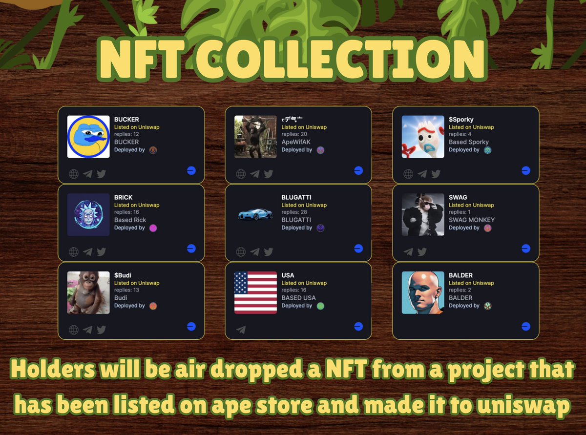 BOOKOFAPESTORE's tweet photo. $BOAS NFT COLLECTION: Each new project that makes it off of Ape Store Launchpad and onto Uni Swap will become a NFT in the BOOK OF APE STORE NFT Collection, each will be a 1/1 and will be randomly airdropped to holders... JOIN US: https://t.co/SglTfQRGnX https://t.co/2EgwheeR5k