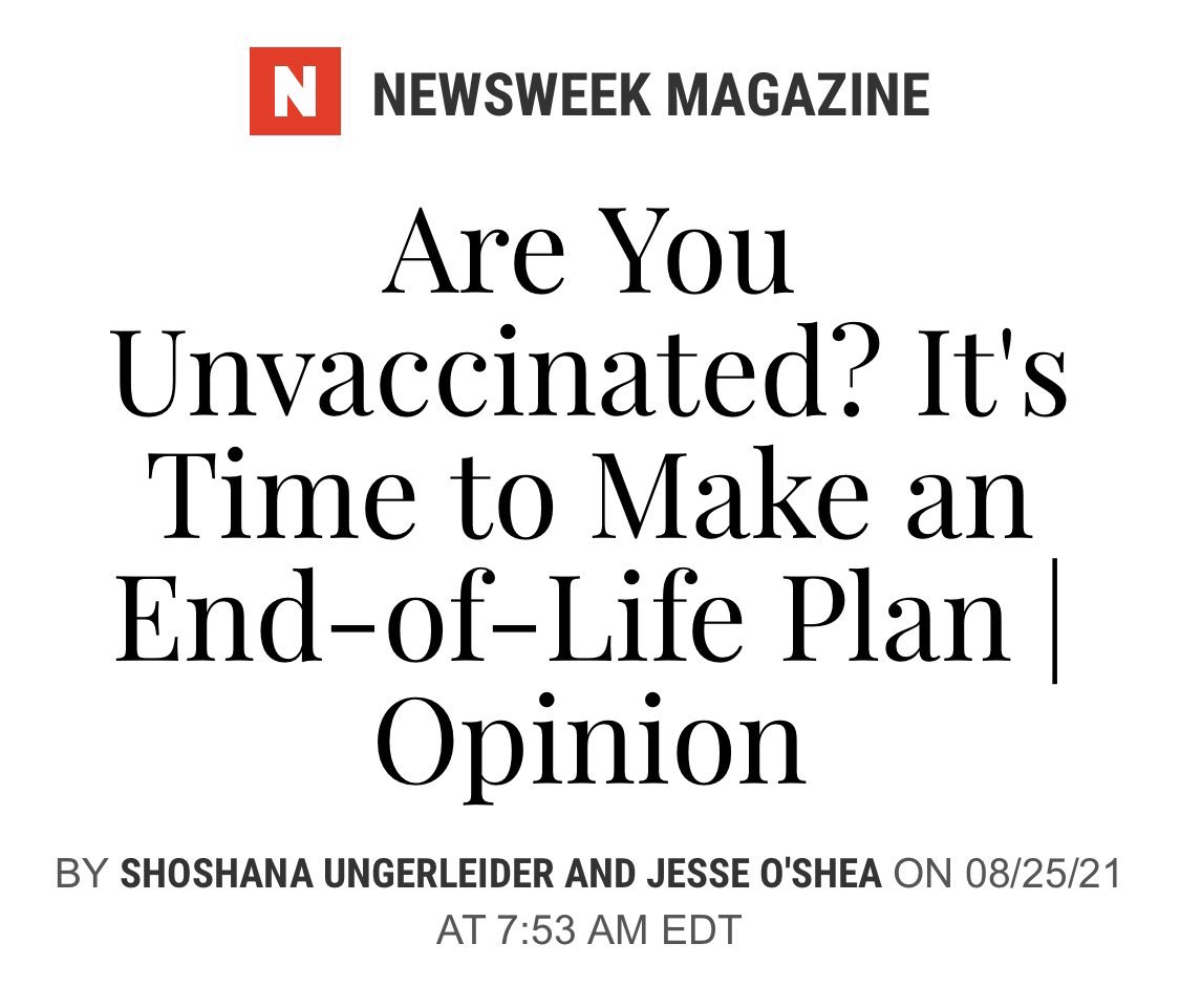 Good morning, @ShoshUMD. Three years ago, you falsely predicted that 'deaths would almost exclusively be among the unvaccinated'. Now, it's primarily the vaccinated people who are dying. When do you plan to fact-check your own article?