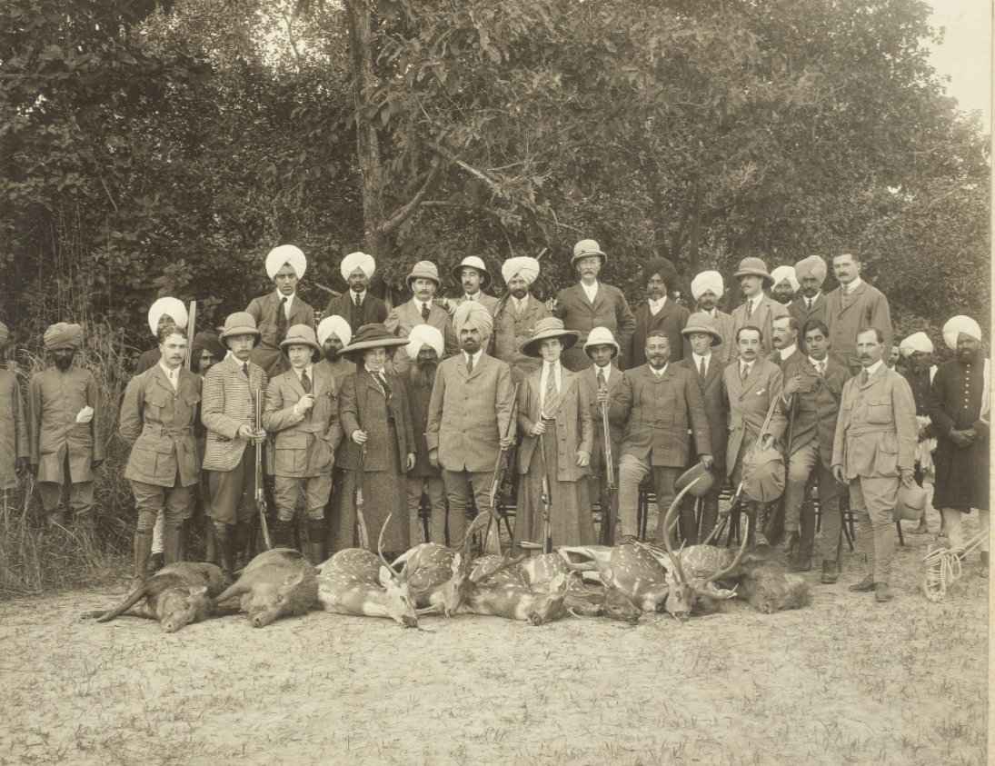Maharaja Jagatjit Singh of Kapurthala and his hunting party - from an album dated 1911.