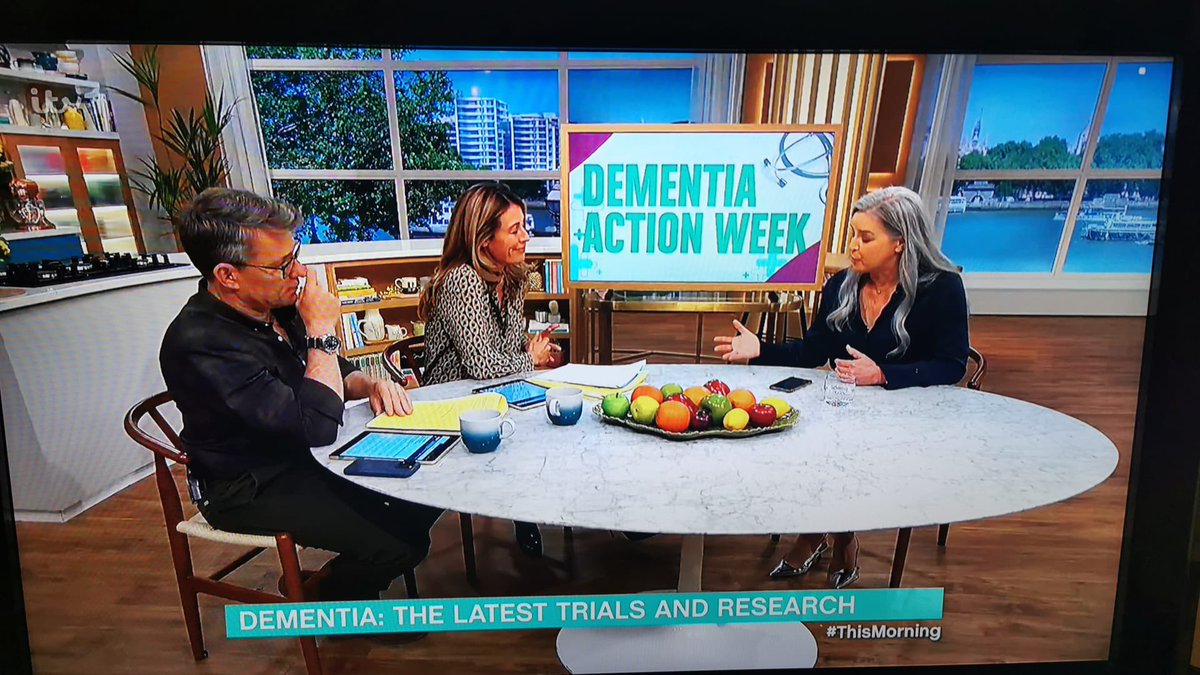 It was a real pleasure to talk with @catdeeley and @benshephard on @thismorning on the need for a joined up dementia strategy, how to recognise early change, importance of early diagnosis and care and support, and hope for future treatments. 1/2