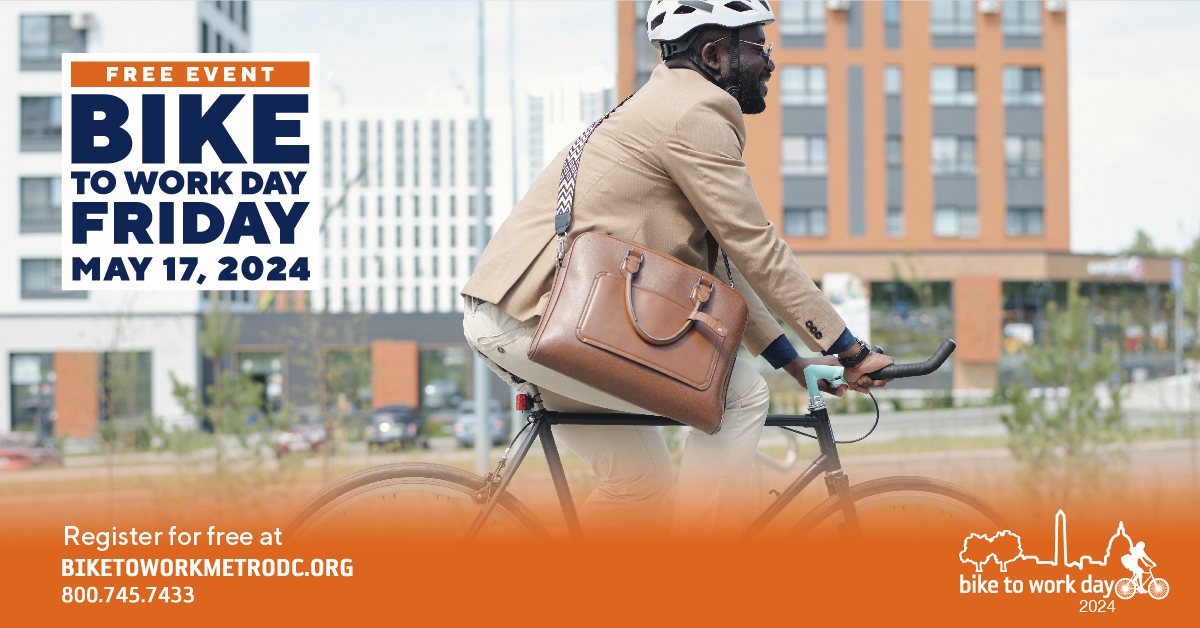 Tomorrow's the day to ditch your car and pedal to work with 10,000 fellow commuters in the DMV area! #BTWD Join @BikeToWorkDay and @WABADC for a greener, healthier commute. Look out for elected officials at pit stops across the region. bit.ly/3WJ1H9d