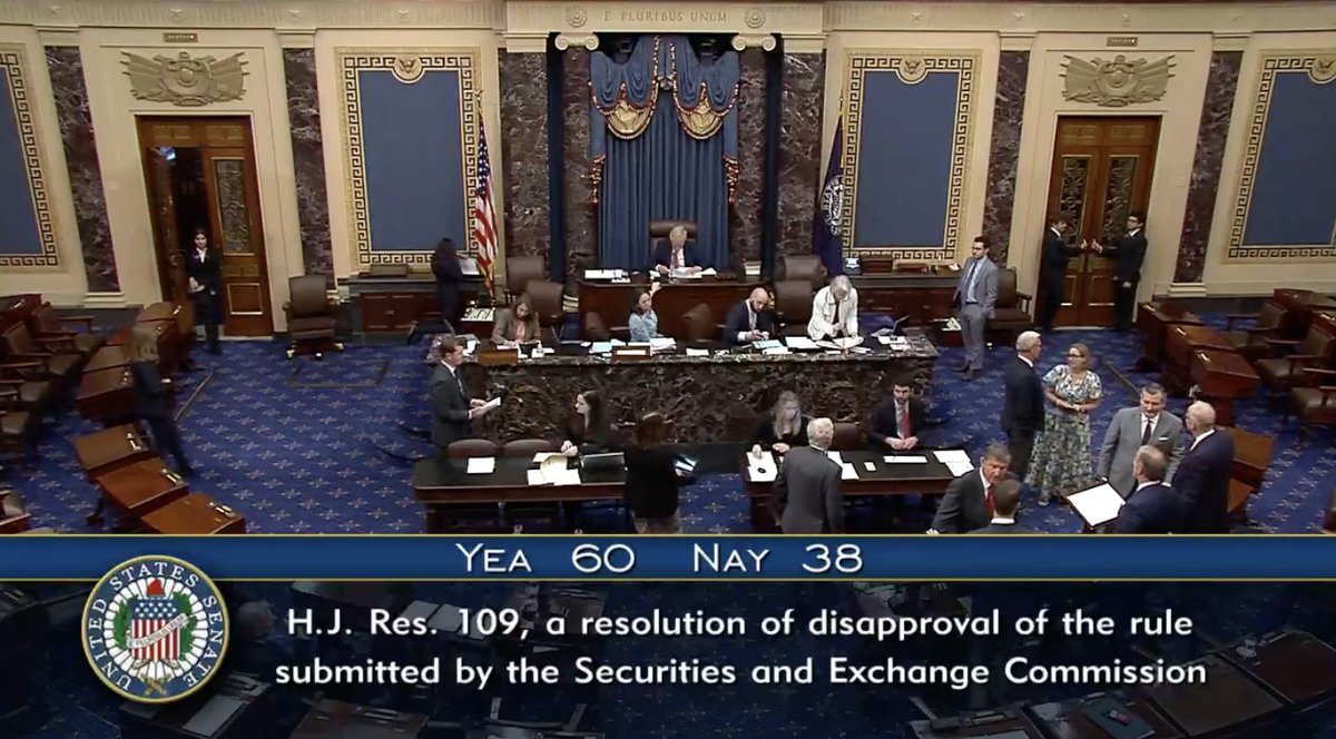 #BREAKING: The Senate just passed @USRepMikeFlood's bipartisan CRA resolution to nullify the @SECGov's disastrous SAB 121. 🚂 Next stop, the White House. @POTUS: sign this commonsense measure to foster innovation and protect consumers in the digital asset ecosystem.
