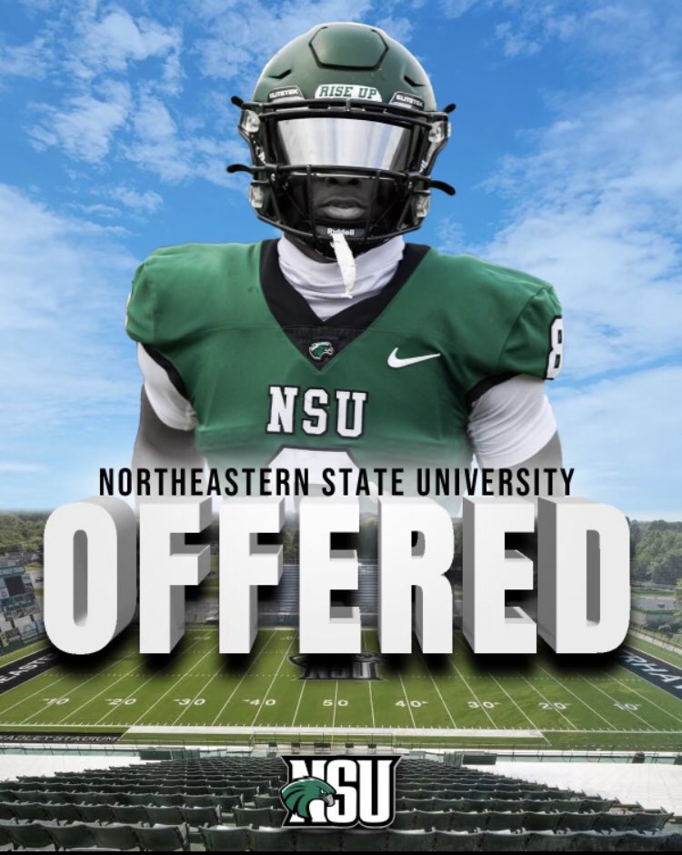 After a great talk with @CoachJune26 I am blessed to say that I have received my first Offer to Northeastern State University. All glory goes to the one up above 🙏. @AaronLineweaver @coachkirk306 @RecruitTrinity