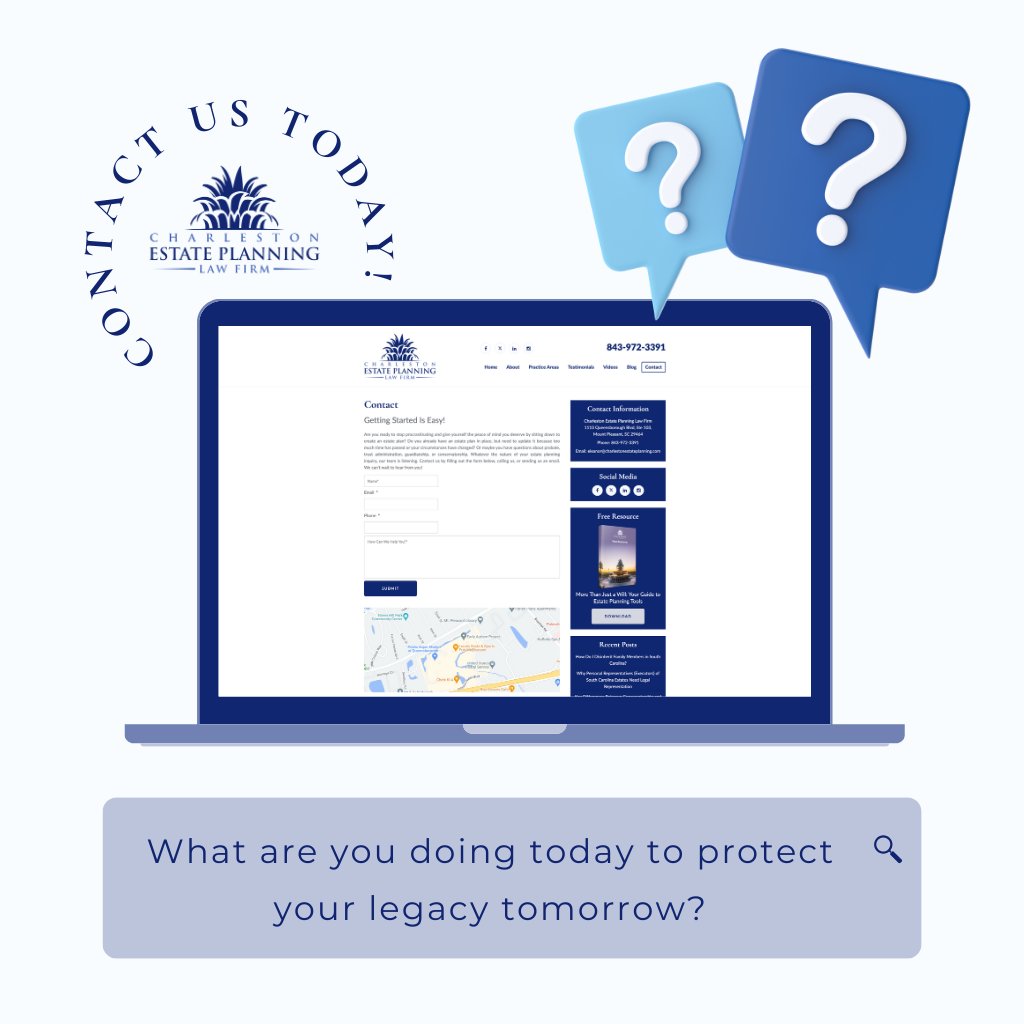 What are you doing today to protect your legacy tomorrow? Your estate plan is a guide to ensure all your hard work ends up in the right hands while supporting your goals for the remainder of your life. bit.ly/3xMINRY #Charleston #EstatePlanning #LawFirm