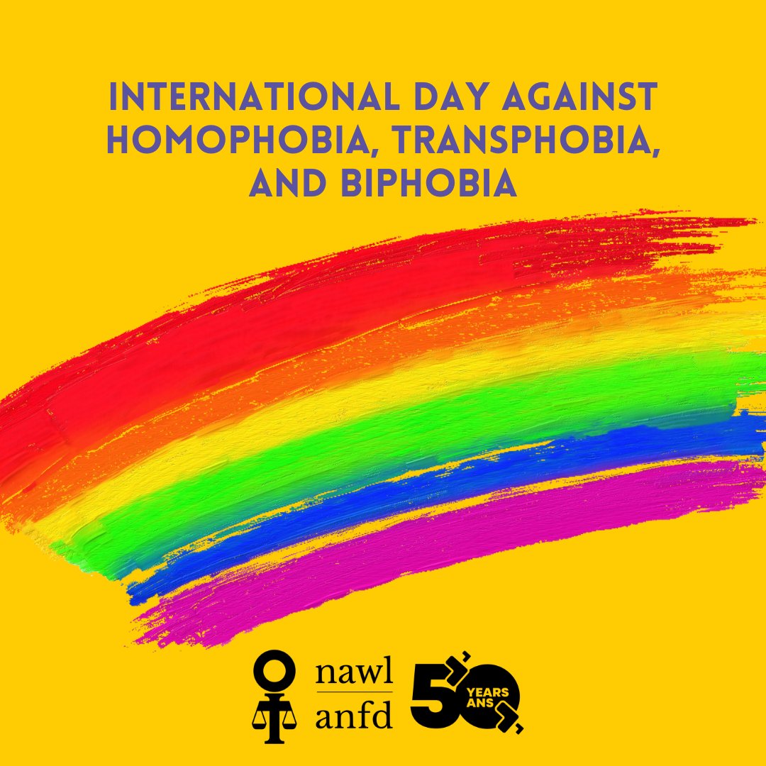 🌈NAWL stands in allyship with the members of the 2SLGBTQIA+ communities in 🇨🇦. Alarming anti-trans trends threaten the fundamental rights & endanger the health and safety of trans and gender-diverse people. We believe in a world where every person can live in safety. #IDAHOTB