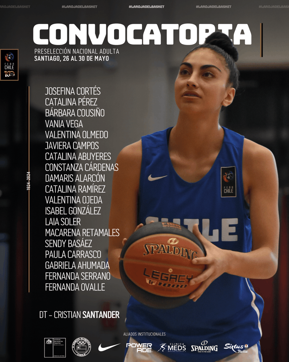 🔔 | Convocatoria: 𝗮𝗱𝘂𝗹𝘁𝗮 𝗳𝗲𝗺𝗲𝗻𝗶𝗻𝗮 🏀🇨🇱

📋 El DT <a href="/crissantander/">Cristian Santander</a> presentó una lista con 19 jugadoras para el tercer módulo del proceso con miras al Sudamericano de la categoría

🔗 Más INFO en febachile.cl/2024/05/16/con…

<a href="/INDChileOficial/">IND Chile 🇨🇱</a> | #LaRojaDelBasket 🔴🔵