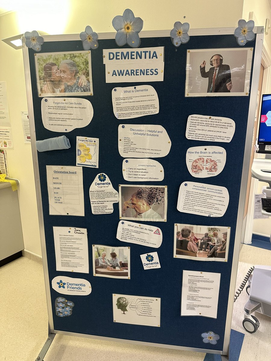 What an amazing afternoon going round the wards with @vickyDCNO to see all the amazing boards teaching about dementia awareness. We started with interventional radiology, w34, CTCC and ward 31.