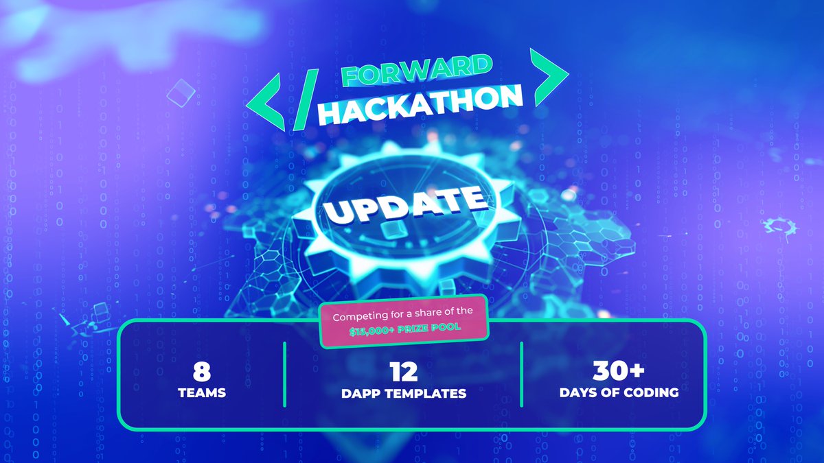 🔖 #ForwardHackathon Update 🏗️ Started with 18 teams building 28 dApp templates. Down to 8 teams putting the finishing touches to 12 dApp templates. We’re building the future of Web3 right here, right now. Drop a 🚀 if you're as excited as we are to see the innovative ideas