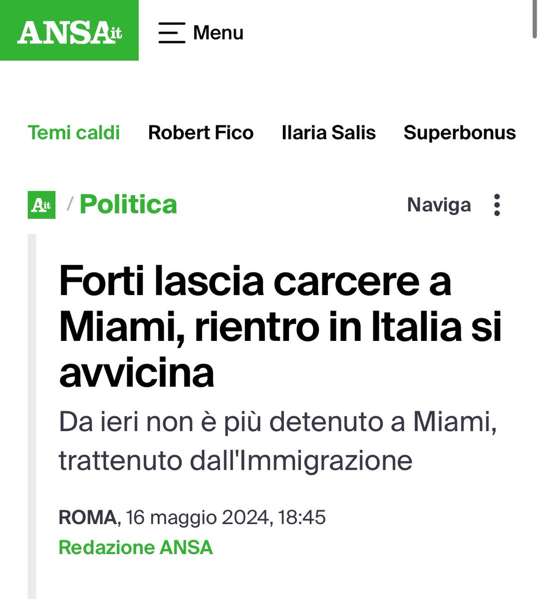 #ChicoForti: impegno mantenuto. Finalmente una bella notizia e una vittoria per chi ha sempre lottato al suo fianco. 🇮🇹💪 #16maggio #Forti