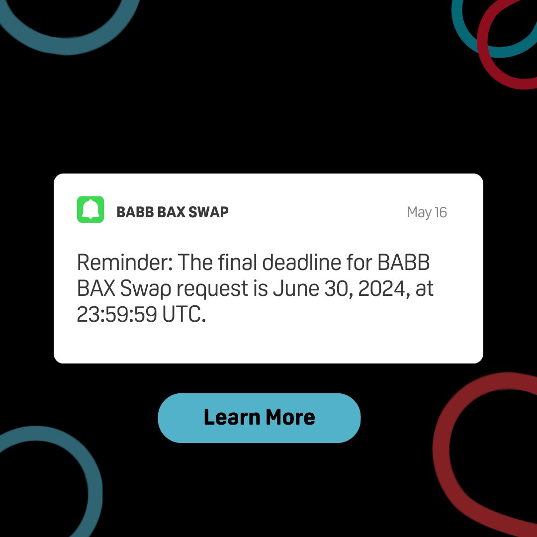 📣 Attention OLD BAX holders with balances prior to June 6, 2022, 23:59:59 UTC Make sure to do the swap before the deadline on June 30, 2024, 23:59:59 UTC Submit your request 👉: buff.ly/3XwGIod