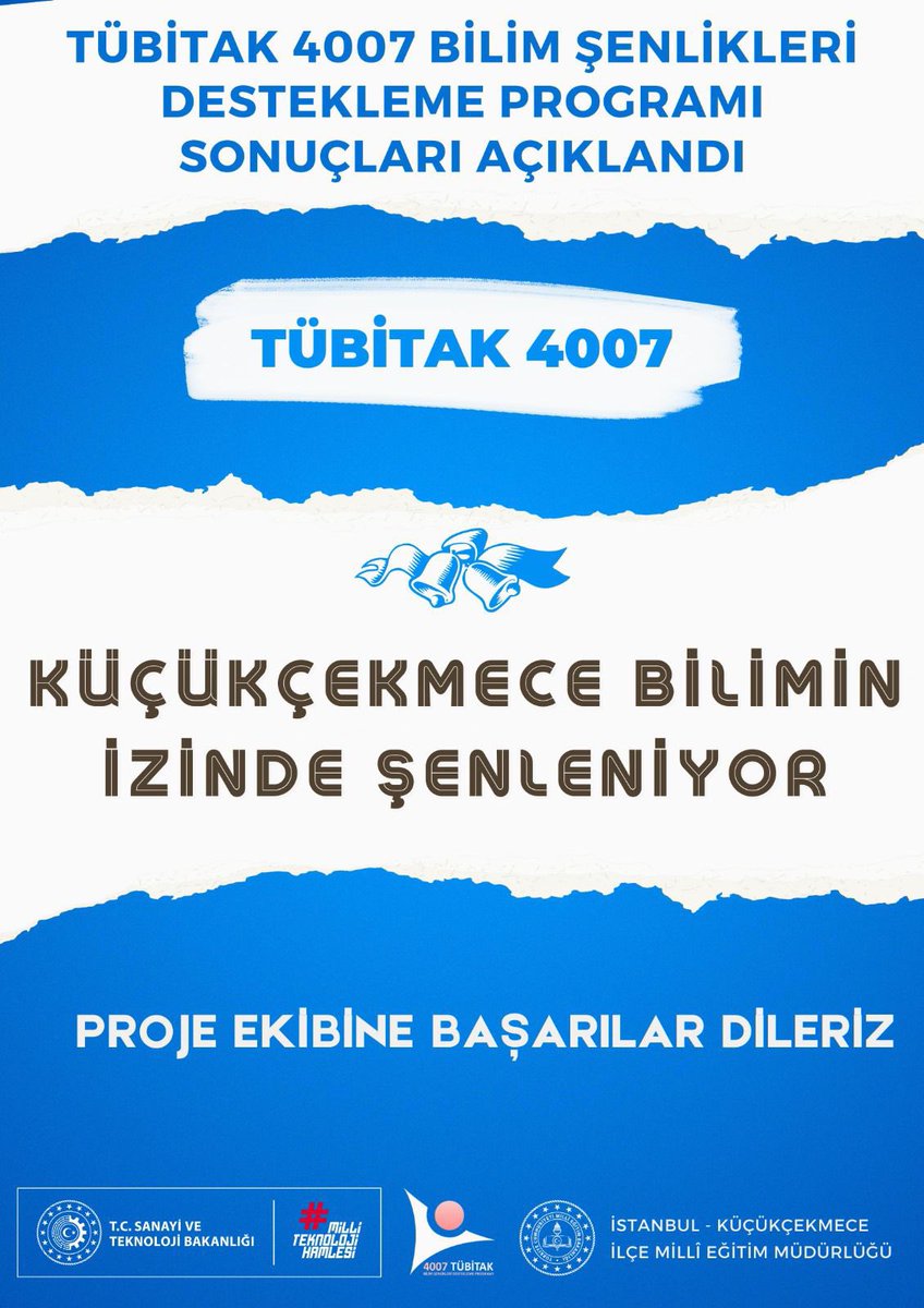 🇹🇷“Küçükçekmece Bilimin İzinde Şenleniyor” Projemiz; TÜBİTAK 4007 Bilim Şenlikleri Destekleme Programı kapsamında, Türkiye genelinde desteklenecek 57 projeden biri olmuştur. Emeği geçen tüm öğretmenlerimize teşekkür ederim.🧿👏🏻💐🇹🇷 
<a href="/tcmeb/">Millî Eğitim Bakanlığı</a> <a href="/istanbulilmem/">İstanbul İl Millî Eğitim Müdürlüğü</a> 
 #BilimSeninleSenlenecek