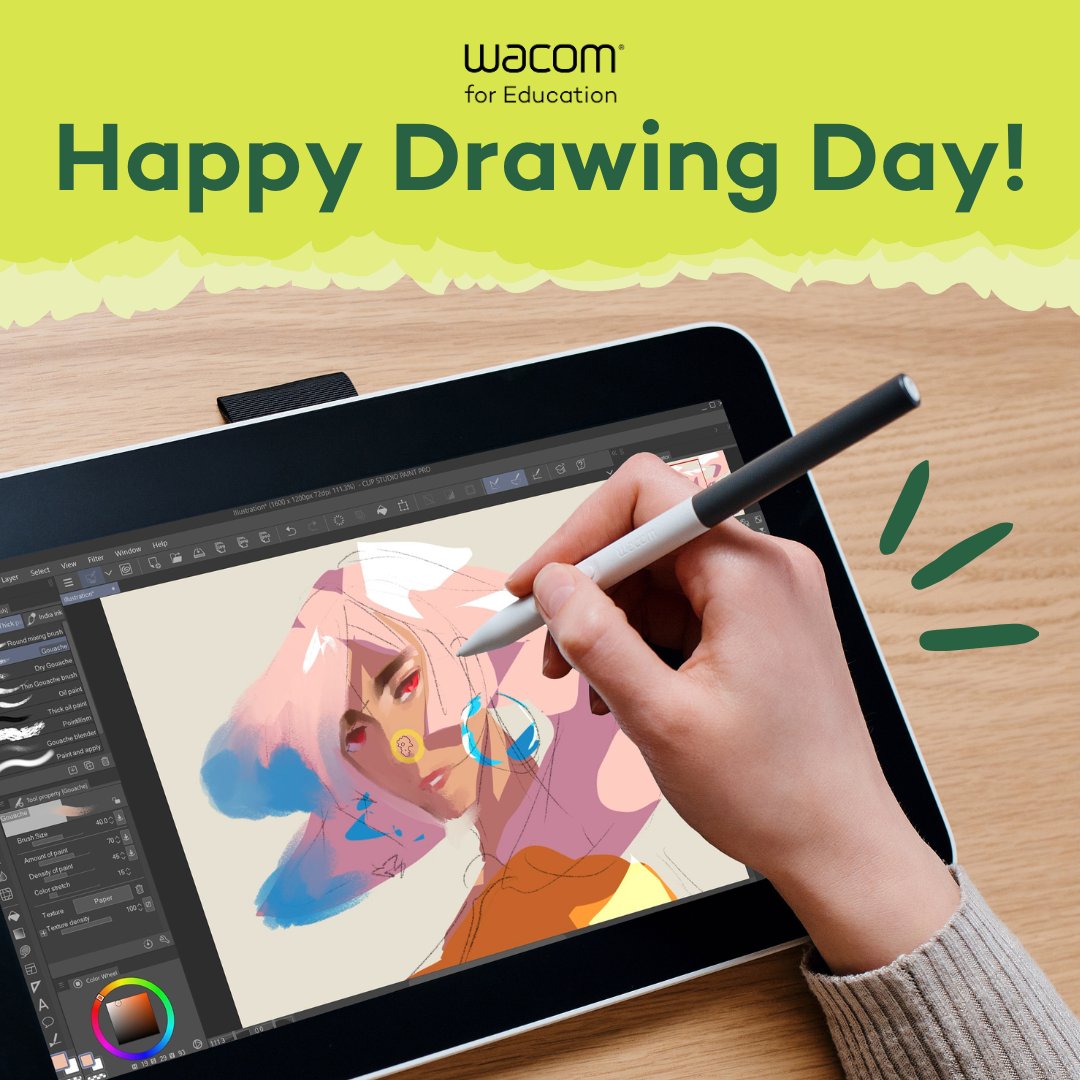 Grab your Wacom pen, it's #NationalDrawingDay! ✍️〰️

Whether you're a doodler or a Da Vinci, we're celebrating artists at all skill levels. 💚

Be sure to tag us in your latest masterpiece! #MadeWithWacom

#WacomForEducation #EdTech #Drawing #DrawingDay #DigitalArt #WacomOne