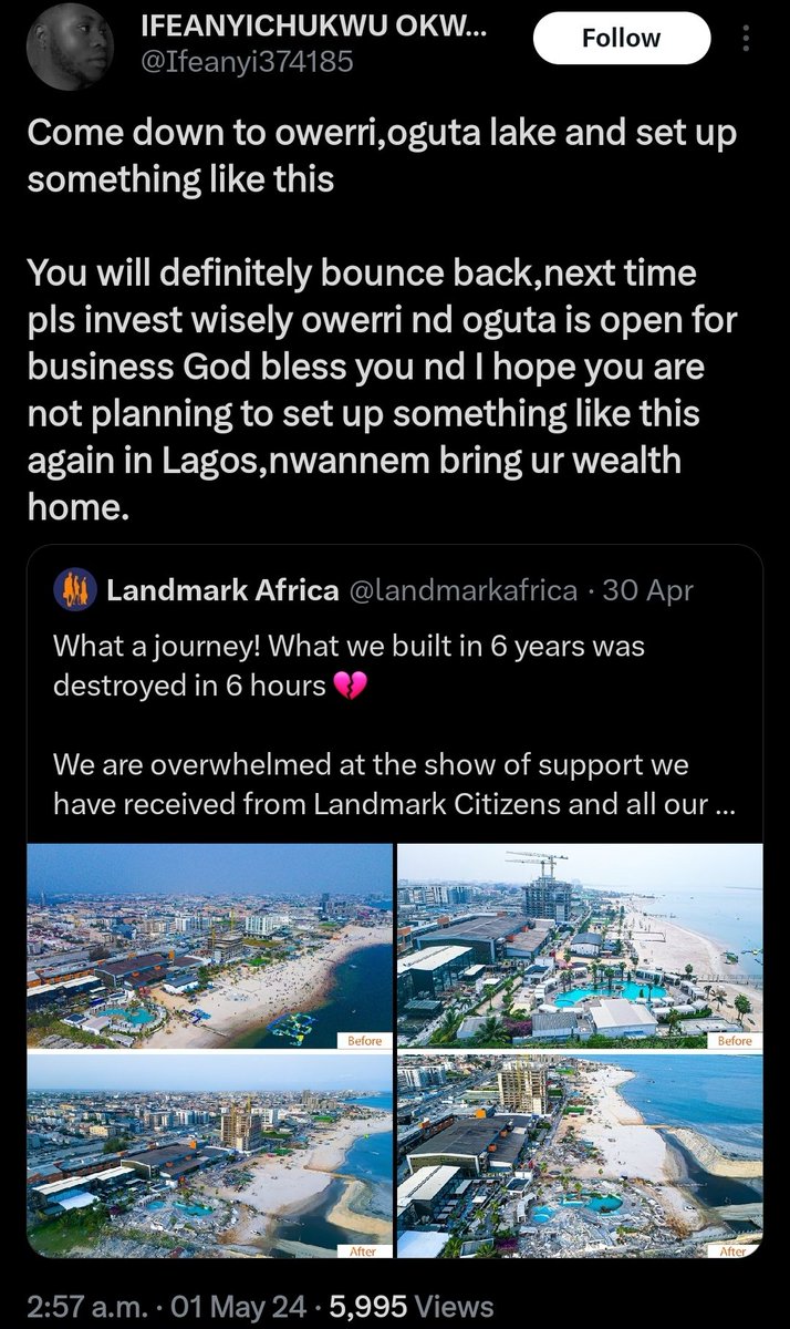 It was sweet when you were demarketing Lagos just about 2 weeks ago. You think it's only people from your region who have the monopoly of being petty. Lol. Cry on, boy.