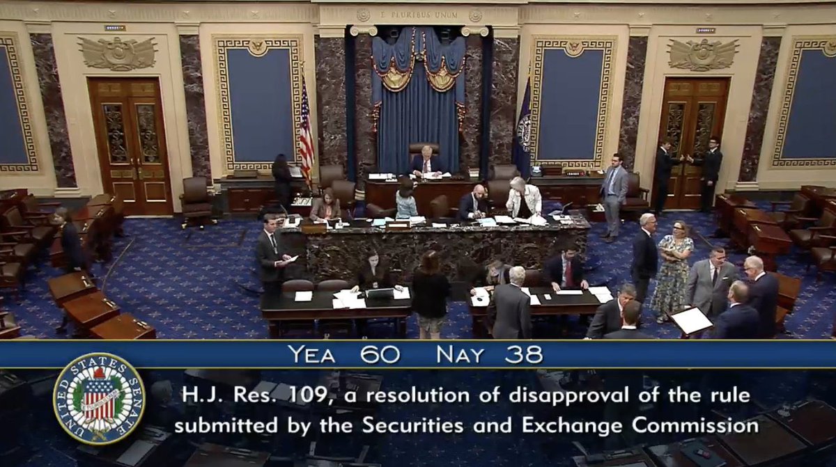 BREAKING: 🇺🇸 Legislation that would overturn SEC rule preventing highly regulated financial firms from custodying #Bitcoin  and crypto PASSES the Senate.👊📈