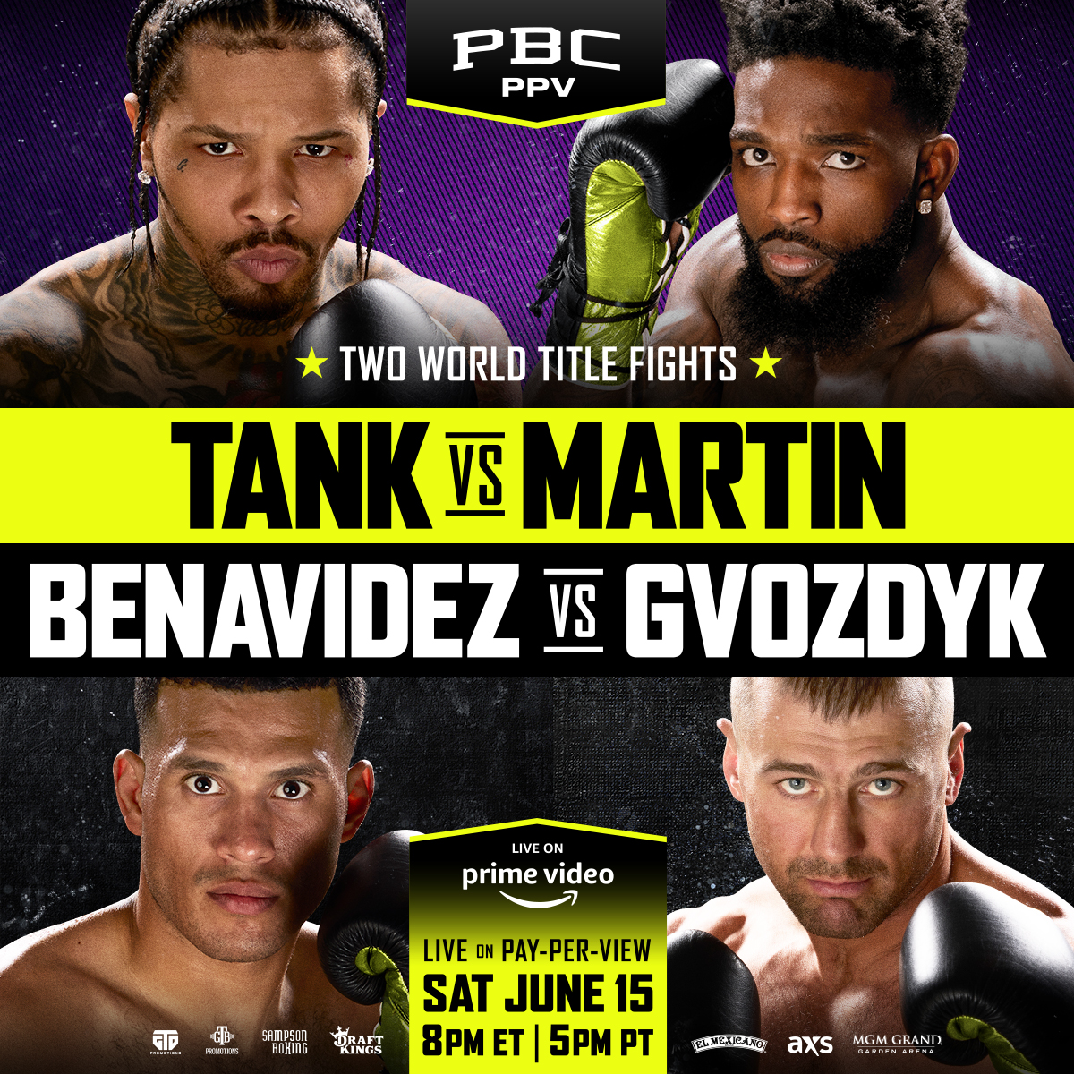 On June 15, we're celebrating the 100th Championship Fight Night at @MGMGrand with 2️⃣ world title fights featuring 2️⃣ of boxing's biggest stars! 🥊 #TankMartin 🥊 #BenavidezGvozdyk Fight Details & Ticket Info: pbcham.ps/FightNight-061… #PBConPrimeVideo